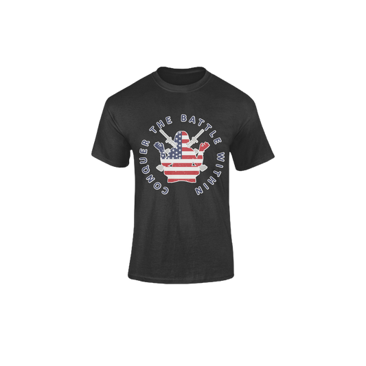 Conquer The Battle Within - Distressed 'Ol Red, White& Blue